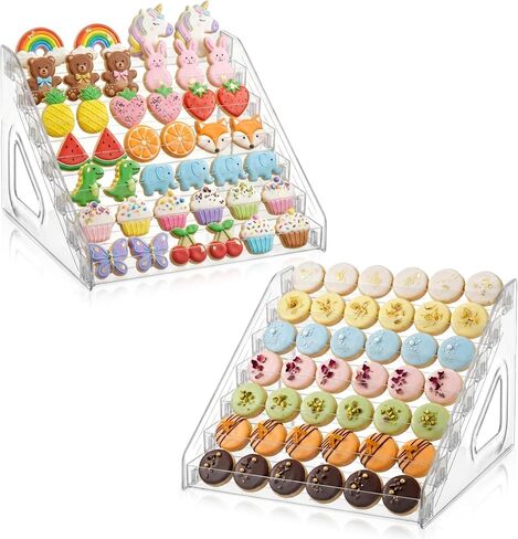 2 حزمة 7 الطبقة كوكي عرض موقف واضح الاكريليك المتدرج الحلوى الوقوف للخبازين البائعين الأطراف الحرفية المعارض أكشاك السوق كوكي عرض موقف لعرض الكعك الحلوى in Kuwait