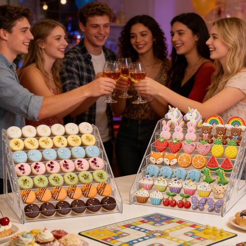 2 حزمة 7 الطبقة كوكي عرض موقف واضح الاكريليك المتدرج الحلوى الوقوف للخبازين البائعين الأطراف الحرفية المعارض أكشاك السوق كوكي عرض موقف لعرض الكعك الحلوى in Kuwait