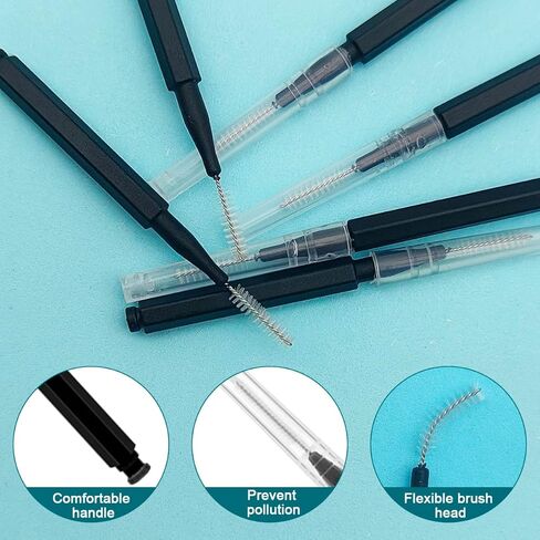 120 Pcs Interdental Brush + 25 Pcs Lip Wands Applicators Disposable, Braces Brush for Cleaner Interdental Brush Toothpick Dental Flossing Head Oral Dental Hygiene Flosser Tooth Cleaning Tools, Black in Saudi Arabia