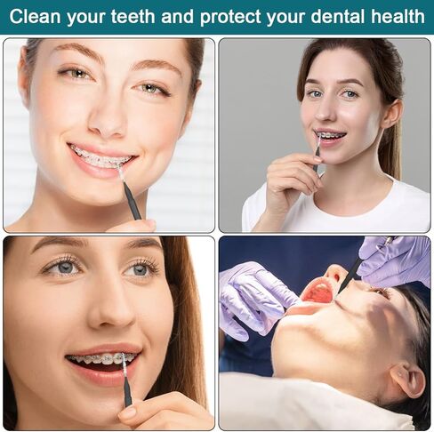 120 Pcs Interdental Brush + 25 Pcs Lip Wands Applicators Disposable, Braces Brush for Cleaner Interdental Brush Toothpick Dental Flossing Head Oral Dental Hygiene Flosser Tooth Cleaning Tools, Black in Saudi Arabia