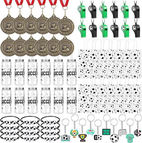 كينينج 12 مجموعة جوائز ميداليات أساور سلسلة المفاتيح أكياس جودي زجاجات عصير بلاستيكية مع صفارات القش الكأس السائبة للرياضة تحت عنوان الطرف تفضل in Saudi Arabia