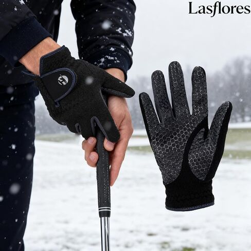 Lasflores Winter Men's Golf Gloves - Washable Thermal Fleece, Left & Right Pair, Non-Slip Palm for Cold Weather Golfing Performance in Saudi Arabia