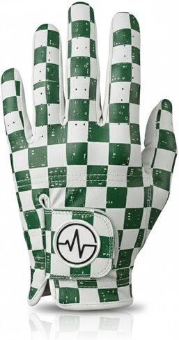 Premium Golf Glove V2 - AAA Cabretta Leather | Improved Fit and Durability | All Weather Performance | Men and Women (Green/White Checkered, Medium, Left Hand (for Right Handed Golfers)) in Saudi Arabia