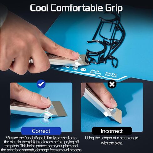 مكشطة طابعة BIQU Panda Edge ثلاثية الأبعاد + مجموعة أدوات شفرات 3 قطع، مكشطة إزالة الطابعة ثلاثية الأبعاد من الفولاذ SK5 متوافقة مع شفرة Bambu-Lab، مكشطة طابعة ثلاثية الأبعاد معدنية بالكامل مع مقبض مريح in Kuwait