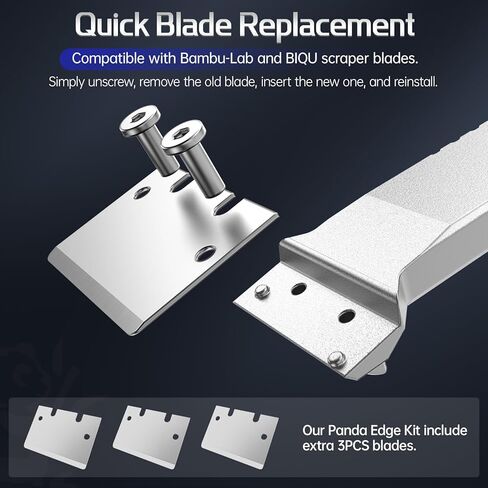 مكشطة طابعة BIQU Panda Edge ثلاثية الأبعاد + مجموعة أدوات شفرات 3 قطع، مكشطة إزالة الطابعة ثلاثية الأبعاد من الفولاذ SK5 متوافقة مع شفرة Bambu-Lab، مكشطة طابعة ثلاثية الأبعاد معدنية بالكامل مع مقبض مريح in Kuwait