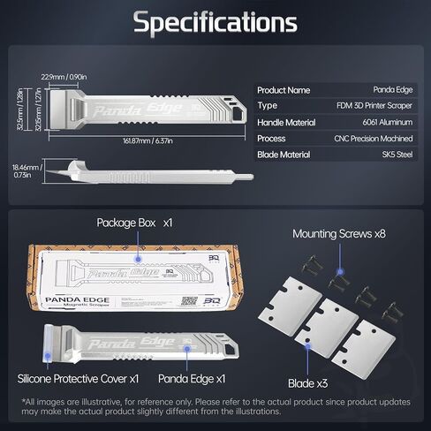 مكشطة طابعة BIQU Panda Edge ثلاثية الأبعاد + مجموعة أدوات شفرات 3 قطع، مكشطة إزالة الطابعة ثلاثية الأبعاد من الفولاذ SK5 متوافقة مع شفرة Bambu-Lab، مكشطة طابعة ثلاثية الأبعاد معدنية بالكامل مع مقبض مريح in Kuwait