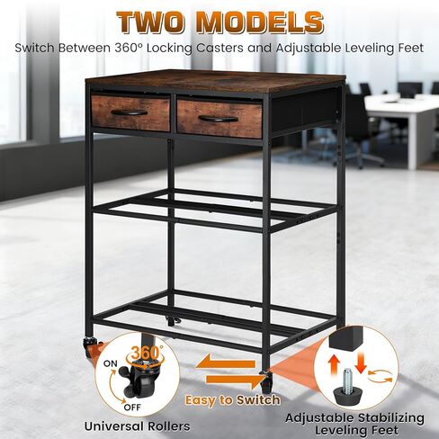 3D Printer Filament Storage Shelf with Drawers& Wheels, Heavy Duty 2-Tier 3D Printer Filament Metal Stand with Storage, Adjustable Filaments Organzied Rack for Workshop Studio Office, 4 Leveling Feet in Saudi Arabia