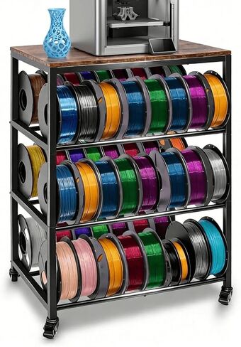 3D Printer Stand with Filament Storage, 4-Tier 3D Printer Table Cart Filament Storage Rack with Wheels, Heavy Duty Metal 3D Printer Desk Shelf for Studio Garage Office Workshop in Saudi Arabia