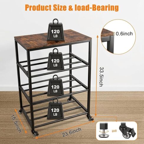 3D Printer Stand with Filament Storage, 4-Tier 3D Printer Table Cart Filament Storage Rack with Wheels, Heavy Duty Metal 3D Printer Desk Shelf for Studio Garage Office Workshop in Saudi Arabia