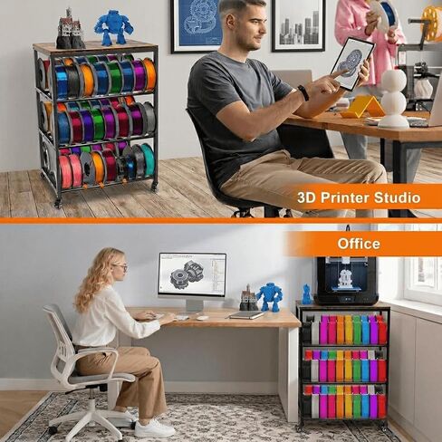 3D Printer Stand with Filament Storage, 4-Tier 3D Printer Table Cart Filament Storage Rack with Wheels, Heavy Duty Metal 3D Printer Desk Shelf for Studio Garage Office Workshop in Saudi Arabia