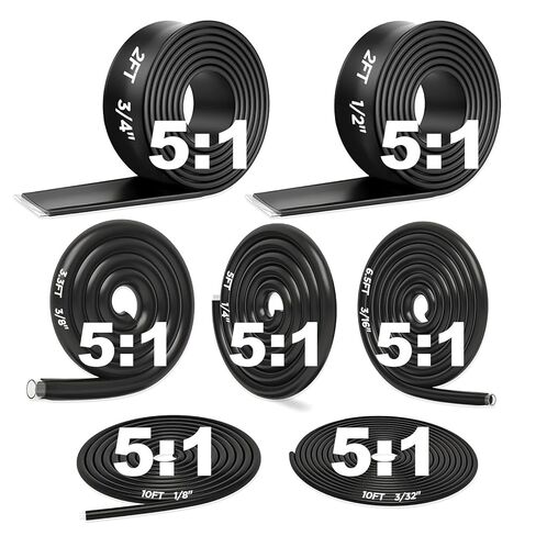 مجموعة بكرات أنابيب الانكماش الحراري 5:1، مبطنة بمادة لاصقة 5:1، 7 أقطار، إجمالي 39 قدمًا من الدرجة البحرية، جدار مزدوج، سلك كهربائي مقاوم للماء، أنابيب تغليف منكمش - للصناعة والسيارات (أسود) in Kuwait