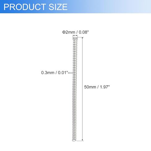 uxcell 10Pcs Compression Springs, 0.3mm Wire Diameter x 2mm OD x 50mm Length 304 Stainless Steel Extension Spring Ballpoint Pen Pressure Springs for Shop Home Repairs, Silver in Saudi Arabia