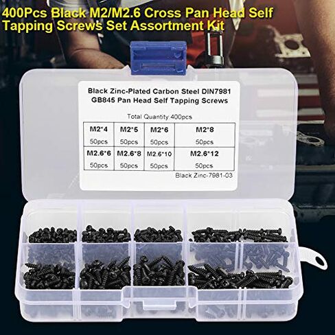 400Pcs M2 M2.6 M3 Pan Head Self Tapping Screws Set Assortment Kit in Saudi Arabia