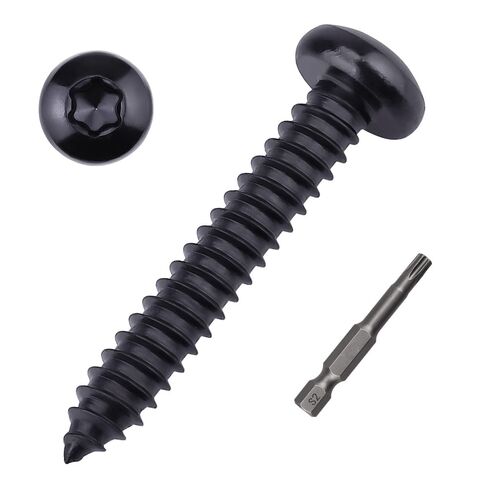50-Pack #8 x 1-1/2" Pan Torx Head Self Tapping Screws Black, 304 Stainless Steel 18/8, Black Coated, Rounded Head (Torx Bit Included) in Saudi Arabia