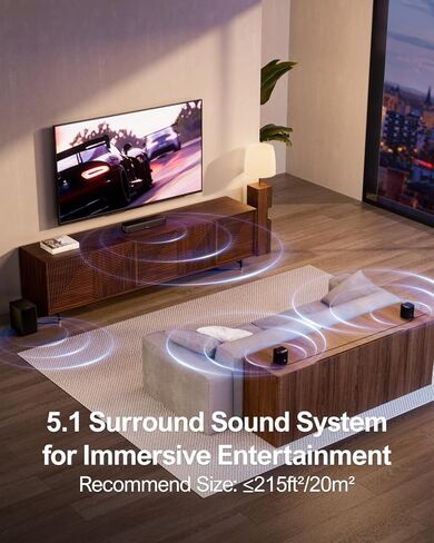 Ultimea 5.1CH Sound Bar مع مضخم الصوت ، نظام الصوت المحيطي الافتراضي للمسرح المنزلي للتلفزيون ، شريط الصوت مع التحكم في التطبيق ، مكبرات صوت محيطة ، OPT/AUX ، Peak Power 250W ، Aura A30 in Kuwait