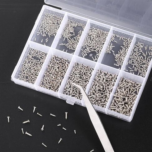 1200pcs Mini Screw kit M1/M1.2/M1.4/M1.7 Phillips Pan Head Small Machine Screws Micro Little Screw Tiny Small Self-Tapping Electronic Screws Kit for Electronics Equipment Sunglasses Watch Repair in Saudi Arabia