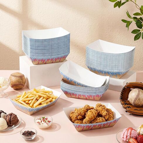 100 Pack 2Lb Baseball Snack Trays Ice Cream Drip Birthday Decorations, Baseball Paper Food Boat Trays, Ice Cream Drip Disposable Serving Boat Plate for Snack Popcorn Bakery Dessert Sandwich in Saudi Arabia