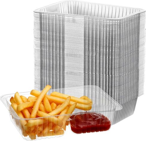 200 Pcs Clear Plastic Nacho Trays 12oz 2 Compartment Disposable Snack Containers with Chip and Dip Holder for Movie Night, Party, Concession Stand, 6x5 Inch in Saudi Arabia