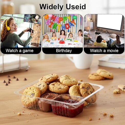 200 Pcs Clear Plastic Nacho Trays 12oz 2 Compartment Disposable Snack Containers with Chip and Dip Holder for Movie Night, Party, Concession Stand, 6x5 Inch in Saudi Arabia