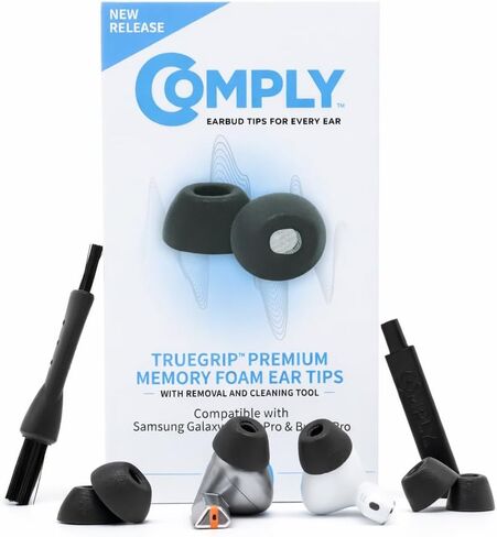 امتثال TrueGrip Max | نصائح أذن أذن باستبدال برغوة الرغوة الممتازة لـ Samsung Galaxy Buds3 Pro | راحة طويلة الأمد ، الحد الأقصى المتانة ، الملاءمة الآمنة ، عزل الضوضاء الفائقة | أسود (S/M/L) (3 أزواج) in Saudi Arabia
