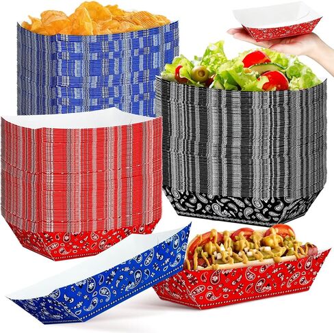 Gejoy 120 Pcs Western Party Plates 1 lb Cowboy Plates Bulk for Cowboy Baby Shower Supplies Bandana Paper Food Trays for Rodeo Cholo Party Decorations(Blue) in Saudi Arabia