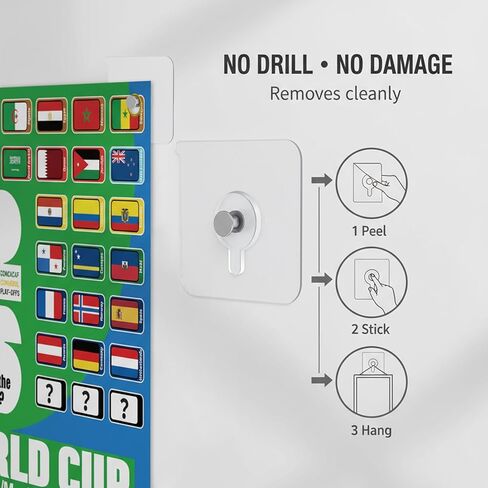 World Cup Schedule Poster Soccer Football Matches 2026 Fixtures World Cup Wall Chart Final Round 48 Team Collection Showcase for Fan Decor Gifts Includes Team Match Progression Stickers and 4 Hooks in Kuwait