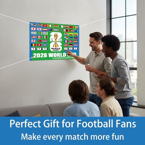 World Cup Schedule Poster Soccer Football Matches 2026 Fixtures World Cup Wall Chart Final Round 48 Team Collection Showcase for Fan Decor Gifts Includes Team Match Progression Stickers and 4 Hooks in Kuwait