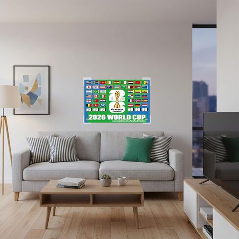 World Cup Schedule Poster Soccer Football Matches 2026 Fixtures World Cup Wall Chart Final Round 48 Team Collection Showcase for Fan Decor Gifts Includes Team Match Progression Stickers and 4 Hooks in Kuwait