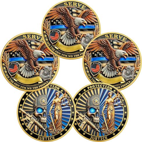 مجموعة عملة تحدي شرطة Bhealthlife - الهياكل العظمية و Guddess of Justice Challenge Coin للشرطة - شكرًا لك على هدايا شرطة عملة خدمتك للرجال ضباط شرطة إنفاذ القانون in Saudi Arabia
