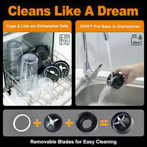 خلاط عصير ، خلاط شخصي 1200 واط للعصائر ، الخلاطات للمطبخ مع 2 26 أوقية خالية من BPA ، مثالية للعصائر ، المشروبات المجمدة ، العصائر والبروتين in Kuwait