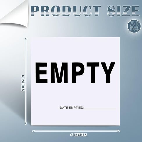 50 Pcs Empty Container Labels with Date - 6 x 6 Inch Vinyl Empty Drum Warning Stickers for Industrial Environments in Saudi Arabia