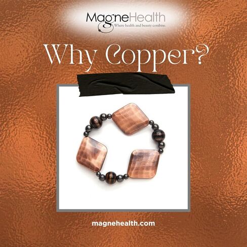 قلادة مطرزة مغناطيسية باللونين الأسود والنحاسي - 18 بوصة - قلادة مغناطيسية أنيقة | تصميم مطرز مع لمسات نحاسية | إكسسوارات الصحة والأزياء in Kuwait