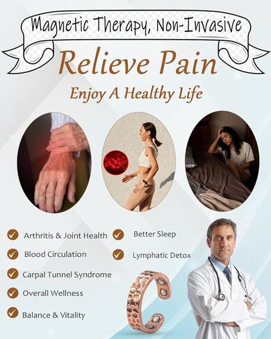 EnerCoppeX Copper Magnetic Ring for Women, Lymphatic Drainage Adjustable Ring, 3500 Gauss Magnet (I) in Kuwait