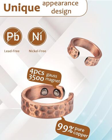 EnerCoppeX Copper Magnetic Ring for Women, Lymphatic Drainage Adjustable Ring, 3500 Gauss Magnet (I) in Kuwait