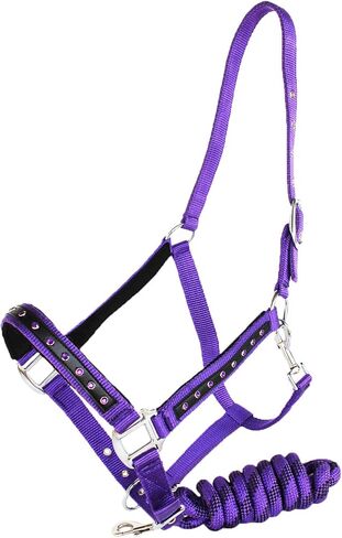 Nylon Horse Halter Nylon Padded Lead Rope Tack Purple Bling Rodeo 606162PR in Saudi Arabia