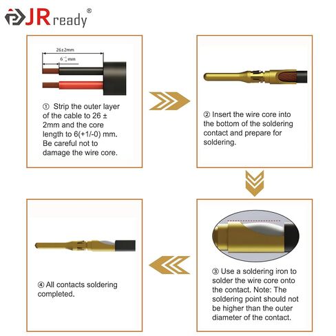 JRready JRSSW-CP20 Series Circular Connector Dedicated Contact Kit - 30 Pairs Gold-Plated Solid Terminals, Soldering Design, Supports 14-18AWG Wire Gauge in Saudi Arabia
