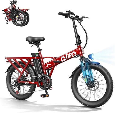 دراجة كهربائية قابلة للطي من Qlife Hunter للبالغين، دراجة كهربائية بقدرة 1200 وات مع بطارية 48 فولت 13.5 أمبير في الساعة، نطاق 65 ميل، رف خلفي عالي التحمل، إطارات سميكة 20 بوصة، دراجة إلكترونية قابلة للطي للتنقل والاستخدام الخارجي in Kuwait