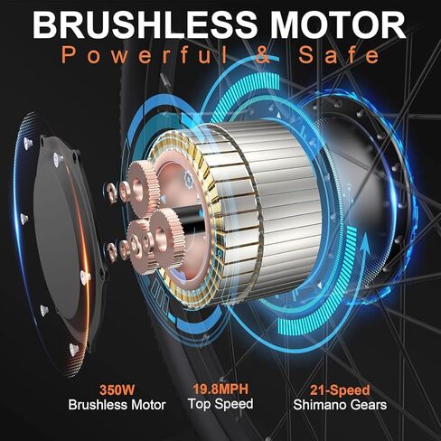 دراجة كهربائية TotGuard للبالغين، دراجة كهربائية مقاس 26 بوصة مع محرك بدون فرش بقدرة 700 وات، دراجة كهربائية بسرعة 20 ميلاً في الساعة مع بطارية قابلة للإزالة بقدرة 374.4 وات في الساعة، دراجة جبلية كهربائية بطول 50 ميلًا، 21 سرعة، معتمدة من SGS إلى UL 2849 in Kuwait