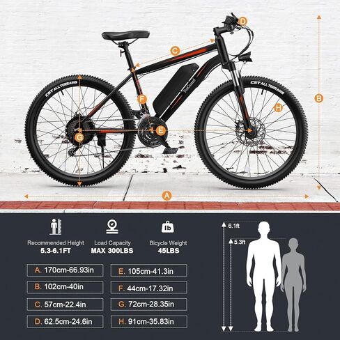 دراجة كهربائية TotGuard للبالغين، دراجة كهربائية مقاس 26 بوصة مع محرك بدون فرش بقدرة 700 وات، دراجة كهربائية بسرعة 20 ميلاً في الساعة مع بطارية قابلة للإزالة بقدرة 374.4 وات في الساعة، دراجة جبلية كهربائية بطول 50 ميلًا، 21 سرعة، معتمدة من SGS إلى UL 2849 in Kuwait