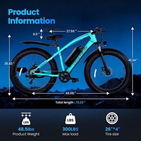 Electric Mountain Bike for Adults, 1500W Peak 72Miles + 28 MPH, 26"x4" All-Terrain Fat Tire E Bike with Removable Battery, 7 Speed Front Suspension, Dual Brake, LCD & Horn(TUV & UL2849) in Saudi Arabia