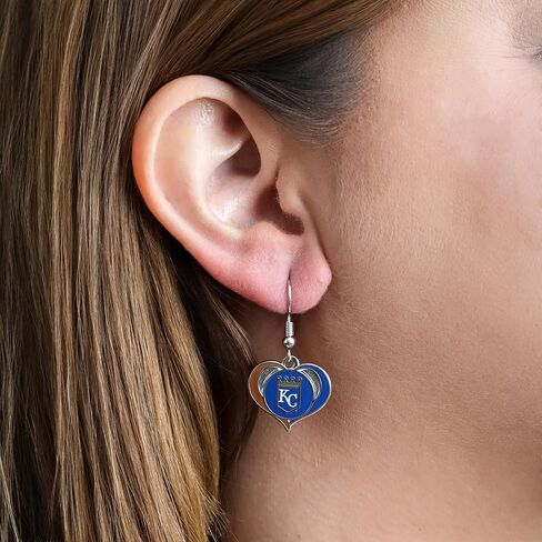 Kansas City Swirl Heart-Shaped Earrings - Show your Royals Pride! in Kuwait