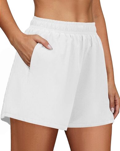 FireSwan Athletic Shorts for Women 2 in 1 High Waisted Quick Dry Running Workout Gym Active with Pockets in Kuwait