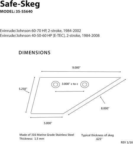Panther Marine 35-SS640 Safe-Skeg - Evinrude/Johnson Outboard (60, 70 HP), 1984-2002 in Kuwait