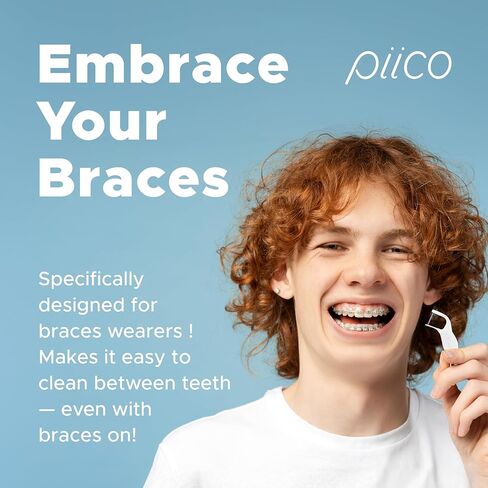 Piico Orthodontic Flosser, Floss Picks Designed for Braces, Unbreakable, Shred-Resistant, Resealable-50 Count in Kuwait