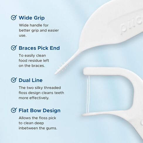 Piico Orthodontic Flosser, Floss Picks Designed for Braces, Unbreakable, Shred-Resistant, Resealable-50 Count in Kuwait