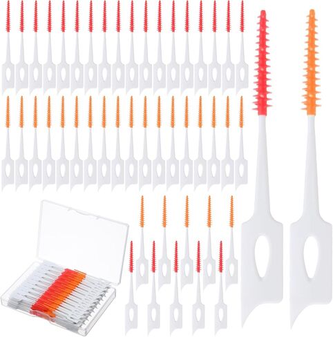 ElevateTech 300 PCS Dual-Use Interdental Brushes Soft Silicone Dental Floss Picks Disposable Dental Picks for Teeth Cleaning Bendable Silicone Toothpicks Brush Between Teeth, Orange & Orange-red in Saudi Arabia