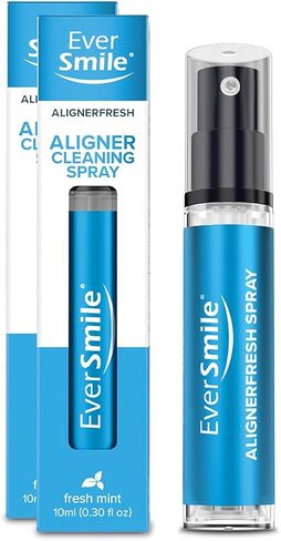 EverSmile AlignerFresh Cleaning Spray for Invisalign and All Clear Aligners and Retainers – On-the-Go Cleaning & Teeth Whitening, Kills Bacteria, Fights Bad Breath – Mint Flavor, 10ml (2 Pack) in Kuwait