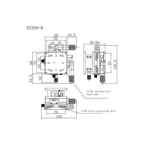 XYZ80-R طاولة رفع الترجمة اليدوية عالية الدقة لمنصة الضبط الدقيق LD80 in Saudi Arabia