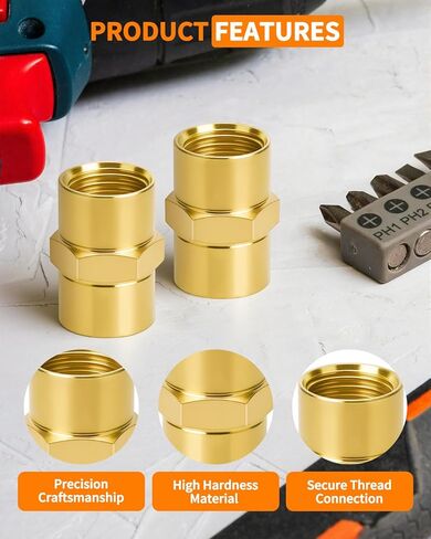 8 PCS Brass Coupling, 1/4 NPT Coupler Female to Female Hex Head Pipe Fitting, Compressor Connector 1/4 FNPT to 1/4 FNPT Coupler, Air Hose Adapter Brass Fittings in Kuwait