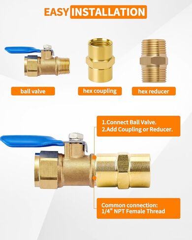 8 PCS Brass Coupling, 1/4 NPT Coupler Female to Female Hex Head Pipe Fitting, Compressor Connector 1/4 FNPT to 1/4 FNPT Coupler, Air Hose Adapter Brass Fittings in Kuwait
